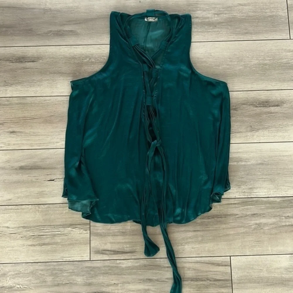 Free People size medium emerald green polyester tank top dressy
